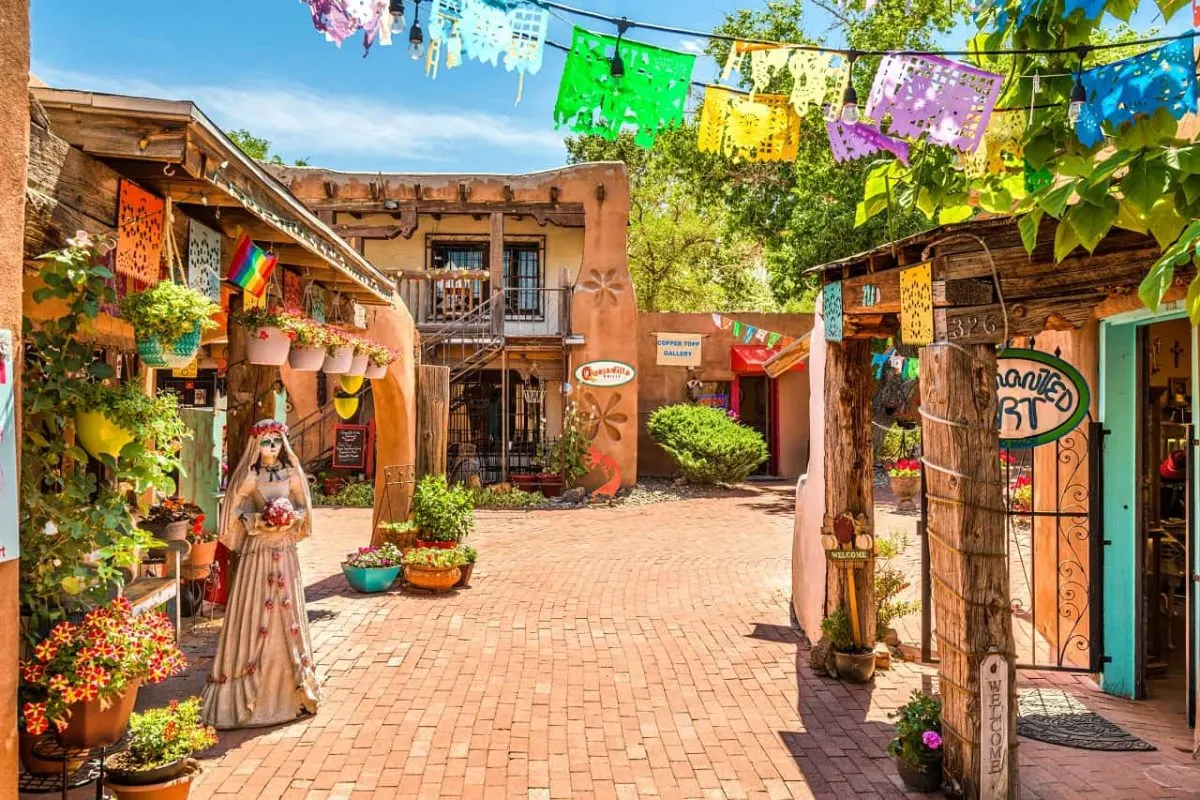 Old Town shops and restaurants in historic Albuquerque