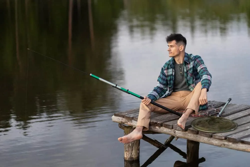 Fisher on a lake in New Mexico